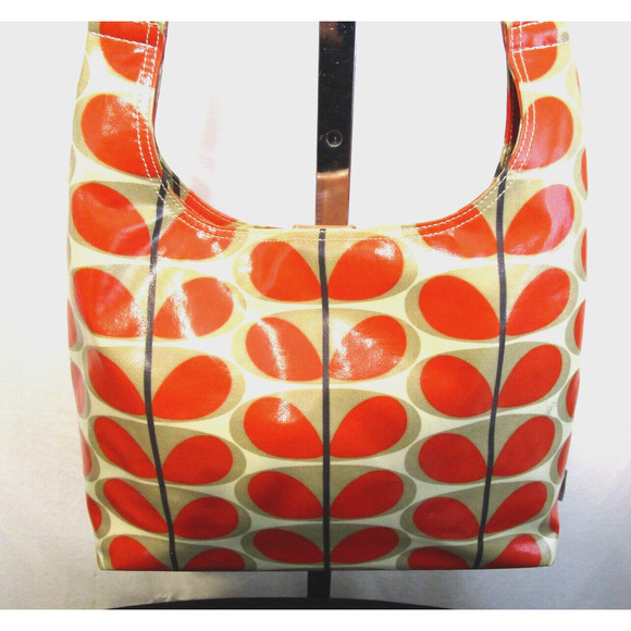 Orla Kiely Orange Stem Print Coated Canvas Midi Sling Crossbody Purse - Picture 10 of 11